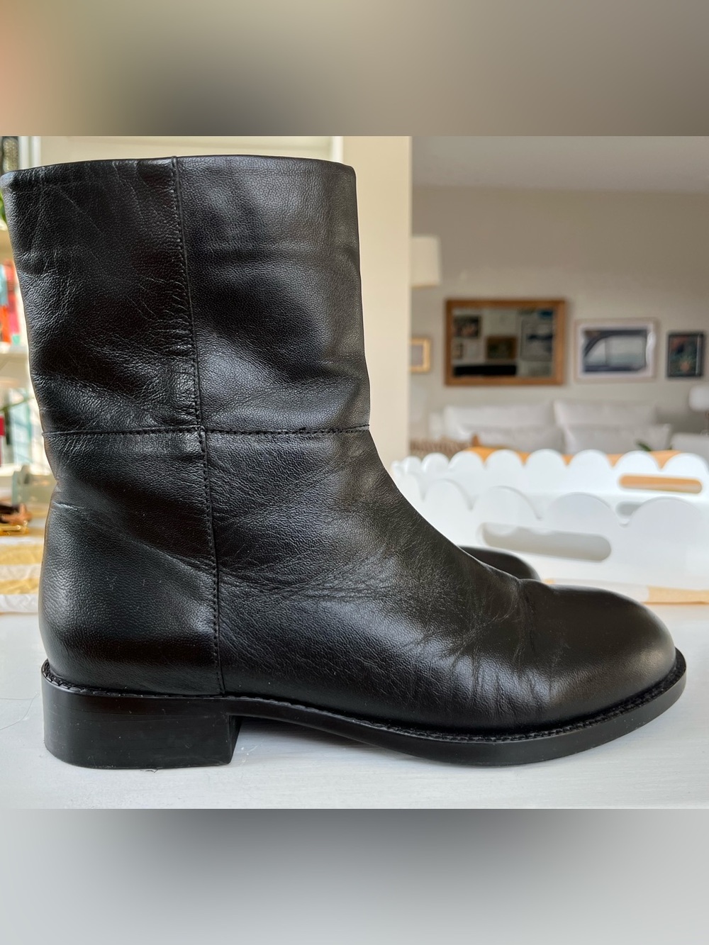 Black Leather Zara Booties Size 9.5/40